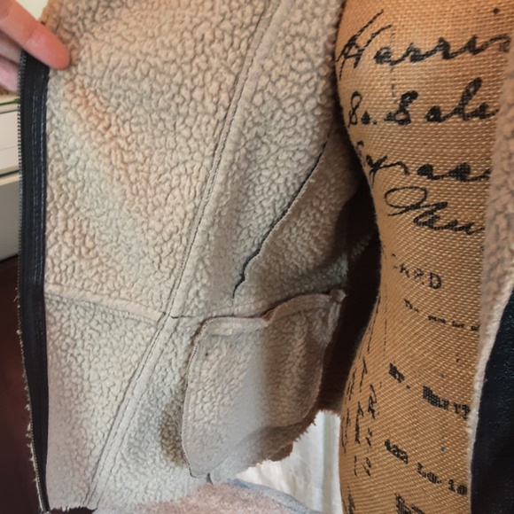 Women's Sherpa Lined Aviator Jacket Brown Faux Suede Sz S - Picture 4 of 14